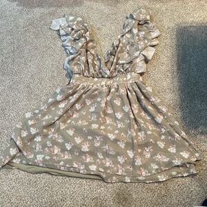 Simplee Apparel Backless Floral Dress - Green and White